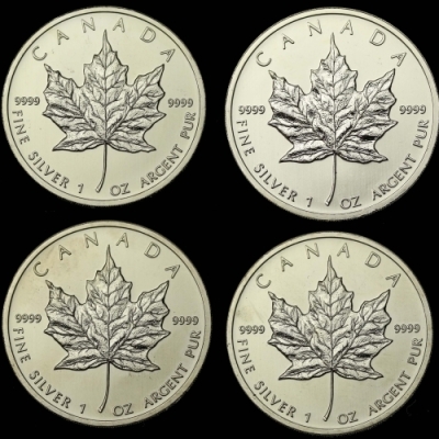 Kanada, Elżbieta II, 5 dolarów 2012 - Liść klonu, 1 oz. Ag 999 x 4 szt.